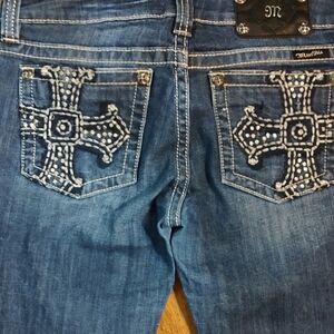 Gorgeous Miss Me Boot Jeans With Cross Embellishments 32" Inseam
